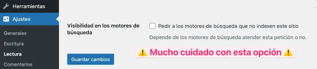 Pedir a los motores de búsqueda que no indexen este sitio