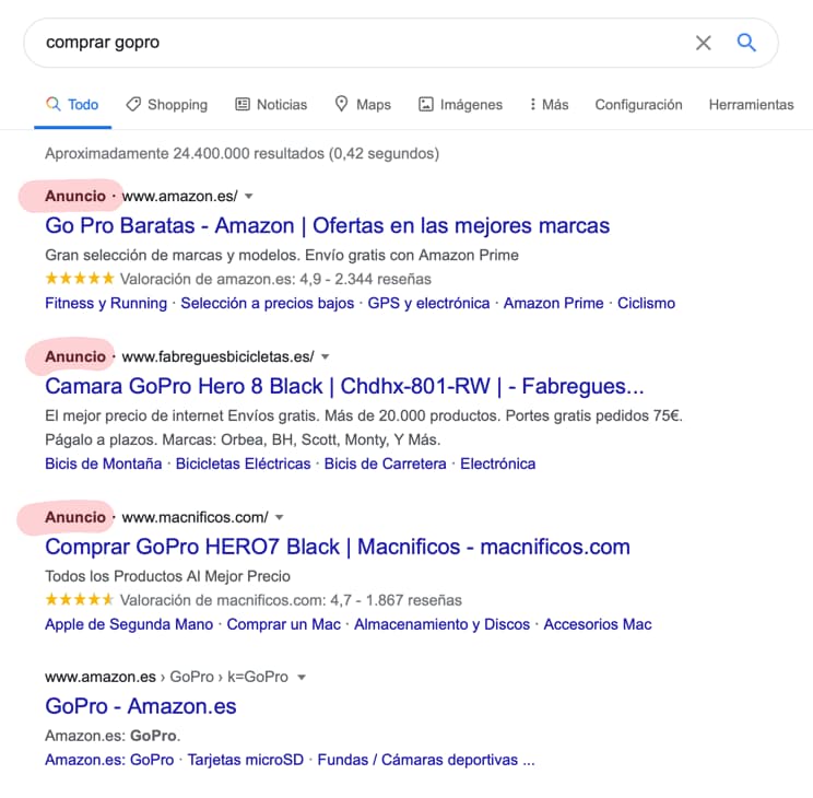 Anuncios En Los Resultados De Google