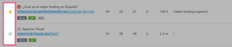 Añade o quita un enlace a tus favoritos haciendo clic en los iconos de estrella