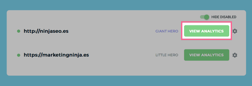Haz clic en View Analytics para ver tus Keywords en Google Analytics