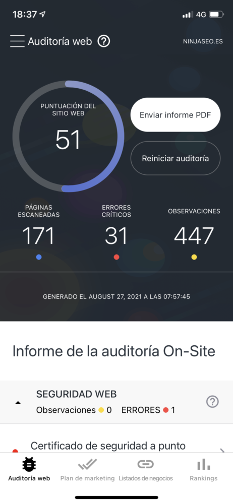 se ranking app móvil auditoría org