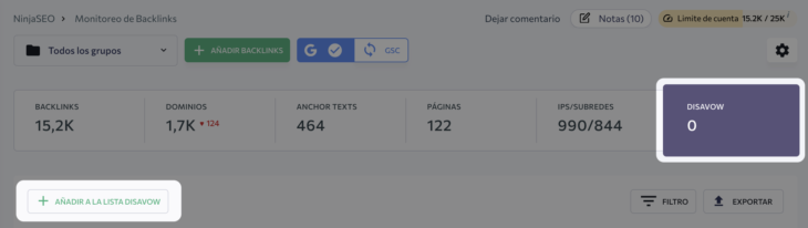 se ranking monitoreo de backlinks desautorizar ninjaseo opt