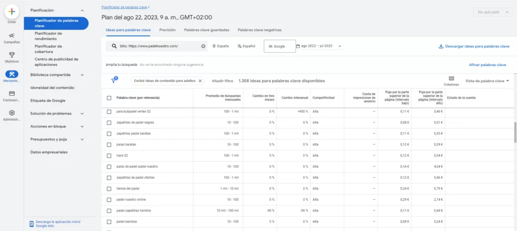 IMAGEN 4   Como hacer estudio de palabras clave   Lista terminos