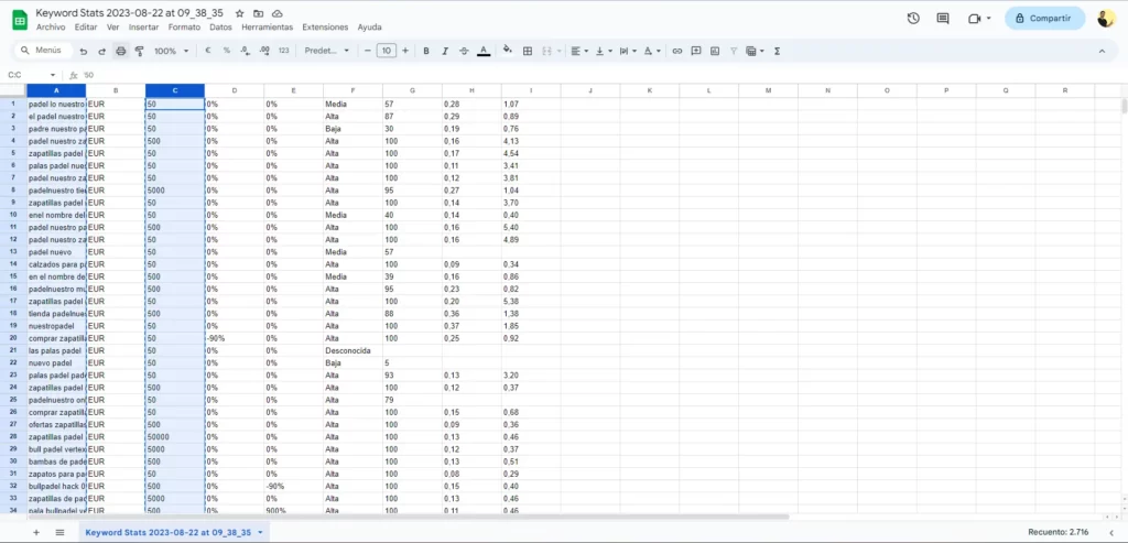 IMAGEN 6   Como hacer estudio de palabras clave   Copiar columnas