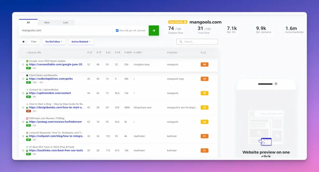 Analisis de un pefil de enlaces con LinkMiner