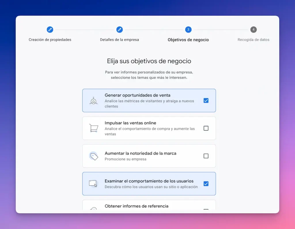 Crear cuenta en GA4 paso 5