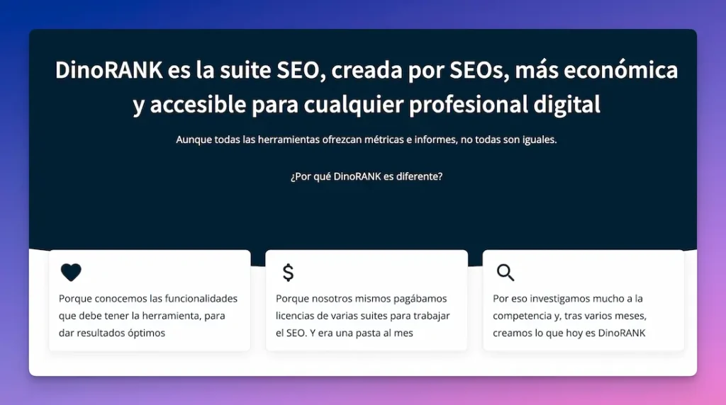 DinoRank creada por SEOs para SEOs