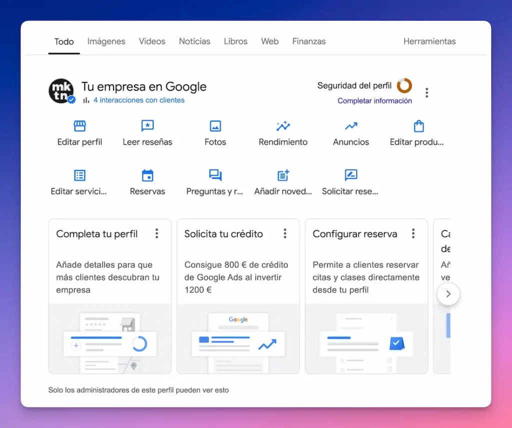 Perfil de empresa en Google