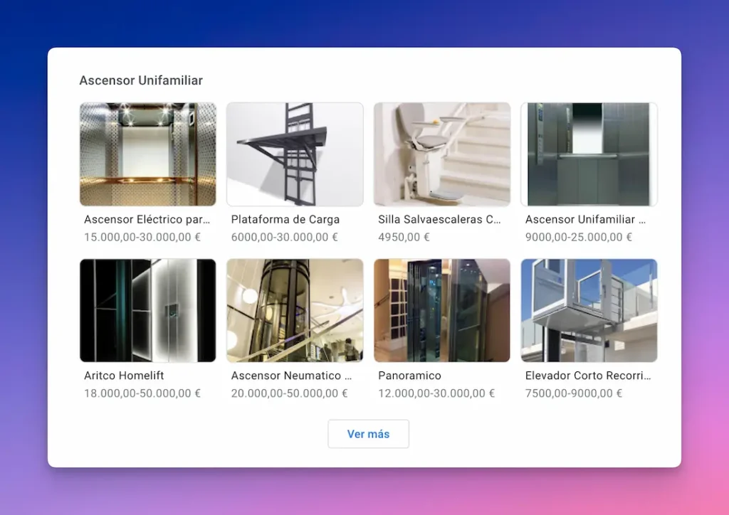 Productos en perfil de Google Business