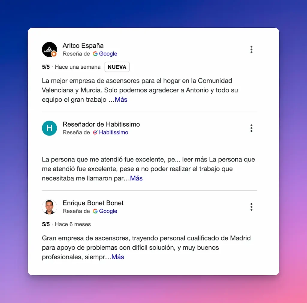 Resenas en el perfil de google my business 